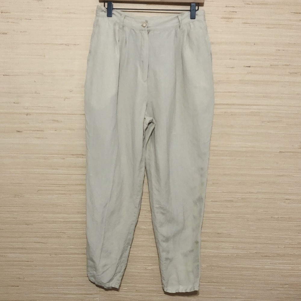 Louise Paris Beige Khaki High-rise Linen Blend Pants size 10